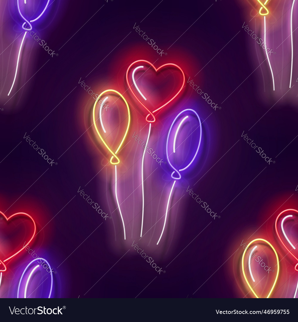 Seamless pattern with glow different form balloons vector image Seamless pattern with glow different form balloons