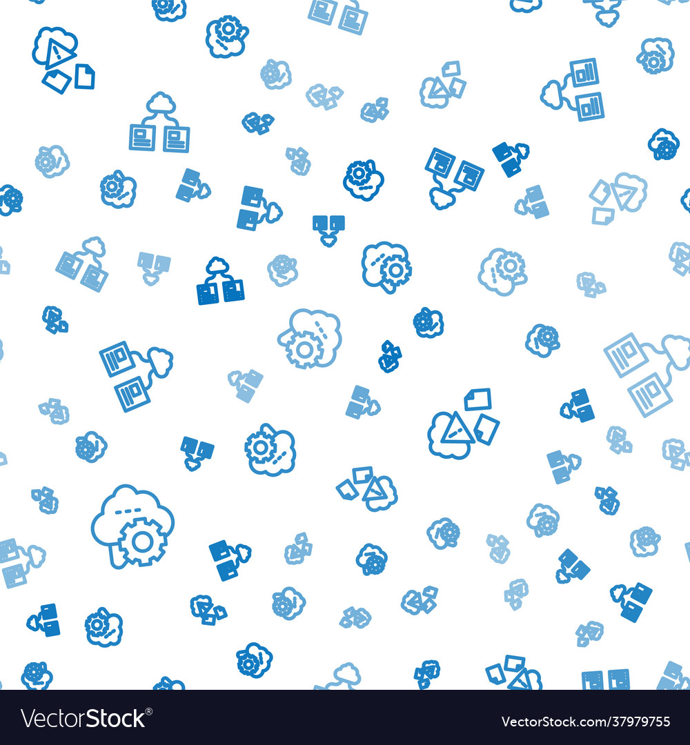 Set line cloud technology data transfer hacking vector image Set line cloud technology data transfer hacking