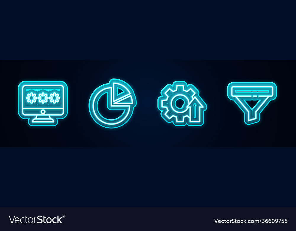 Set line monitor with password pie chart vector image Set line monitor with password pie chart