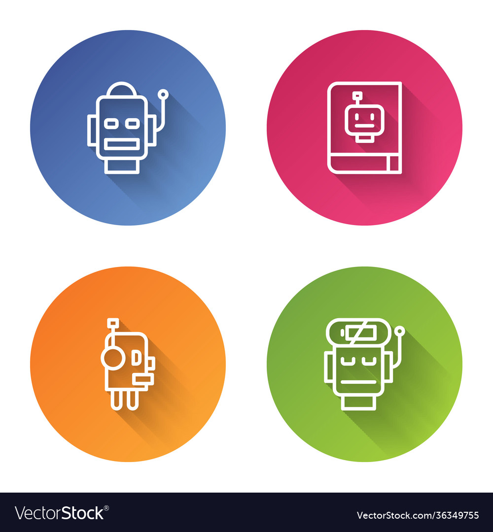 Set line robot user manual and low battery vector image Set line robot user manual and low battery