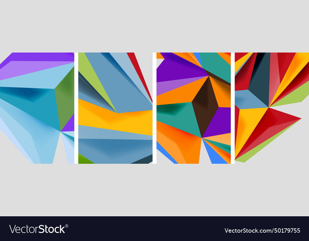 Set of mosaic triangle pattern abstract posters Vector Image Set of mosaic triangle pattern abstract posters