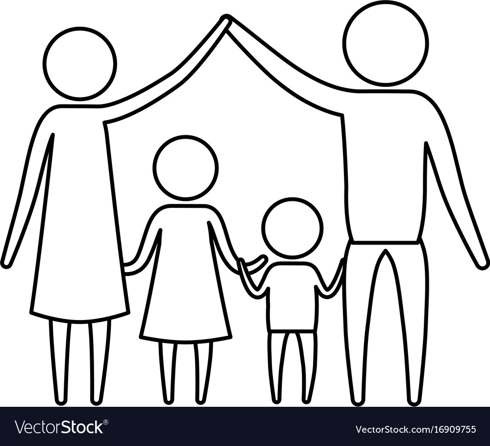 Sketch silhouette of pictograph parents holding