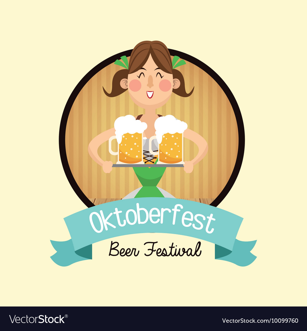 Cartoon woman oktoberfest icon graphic