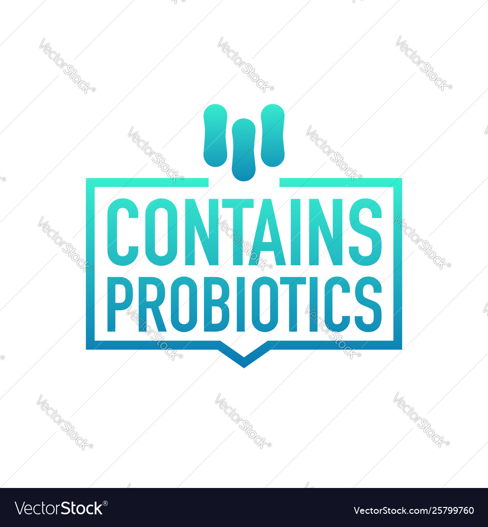 Contains Probiotics Badge Label Icon Stamp Logo Vector Image