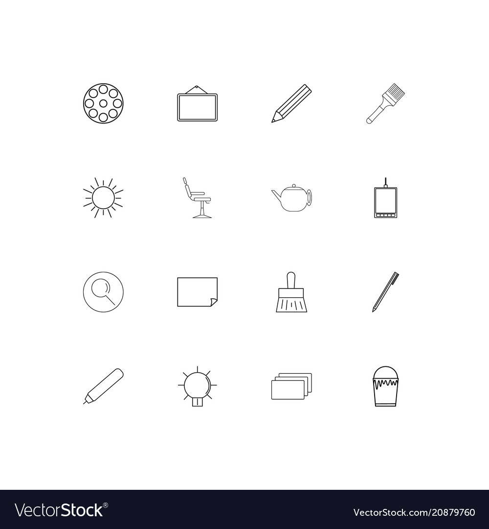Creative process and design linear thin icons set