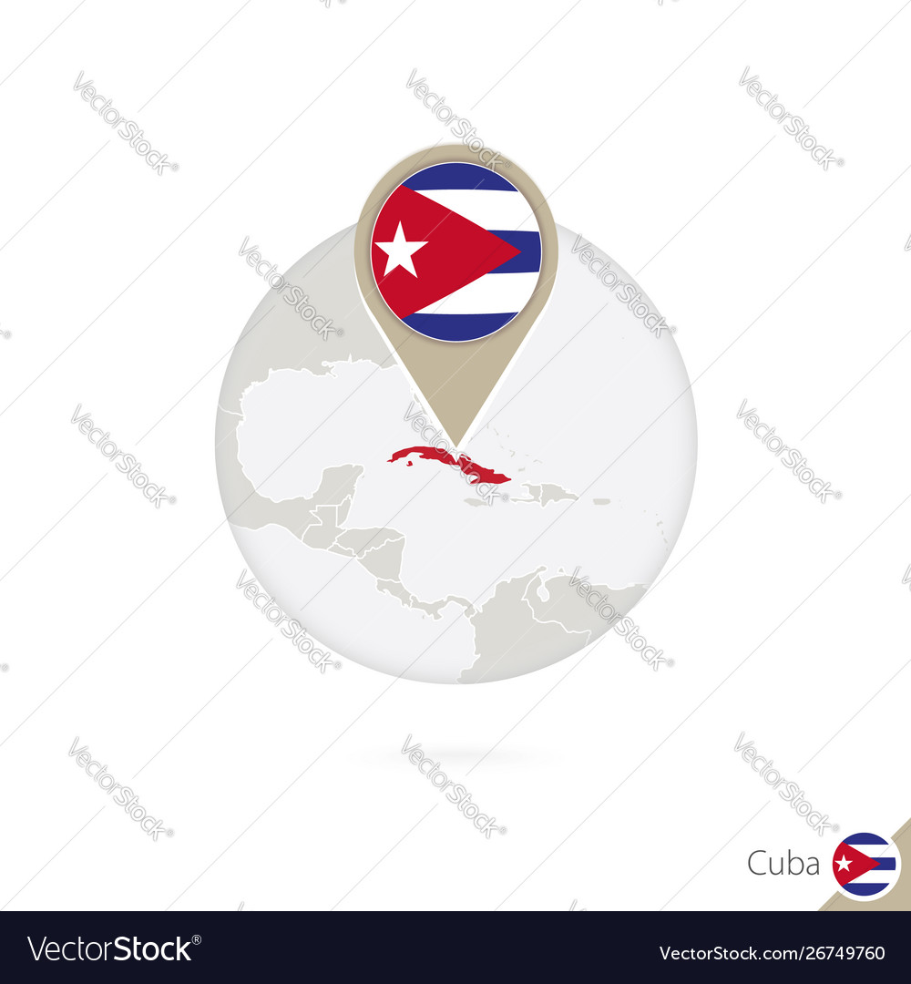 Cuba map and flag in circle