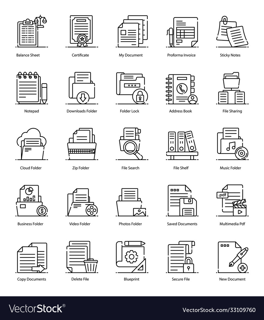 Files and folders in modern line style