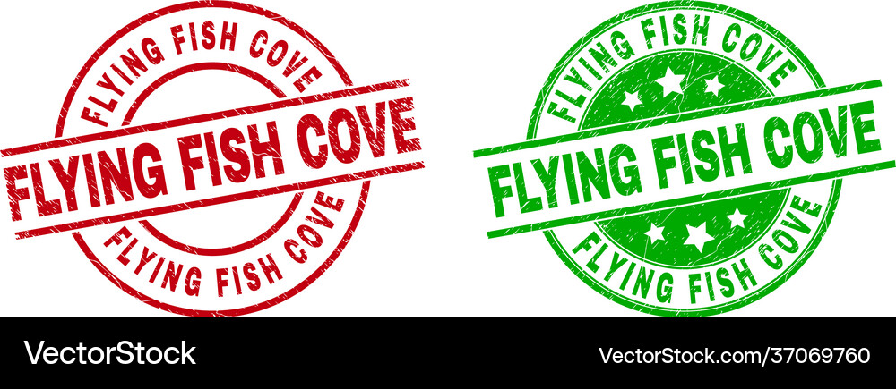 Flying fish cove round watermarks with corroded Vector Image