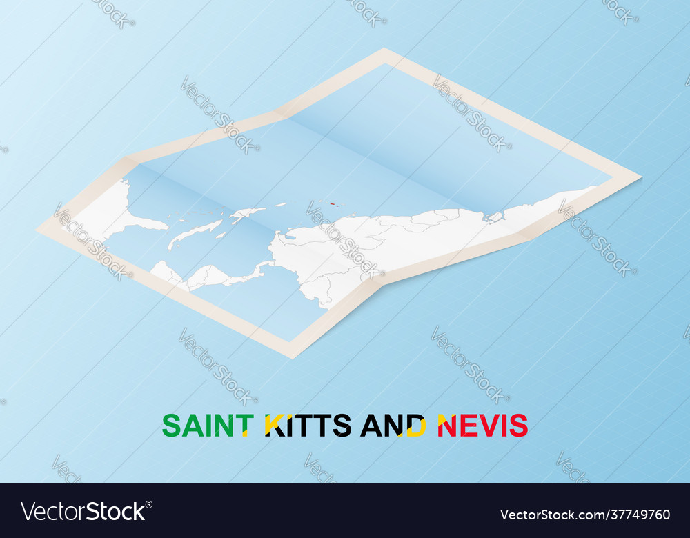 Folded paper map saint kitts and nevis