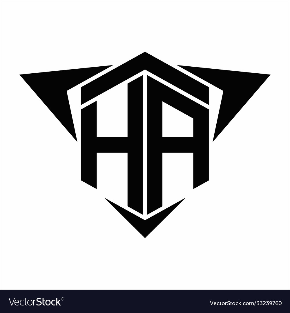 Ha logo monogram with wings arrow around design Vector Image