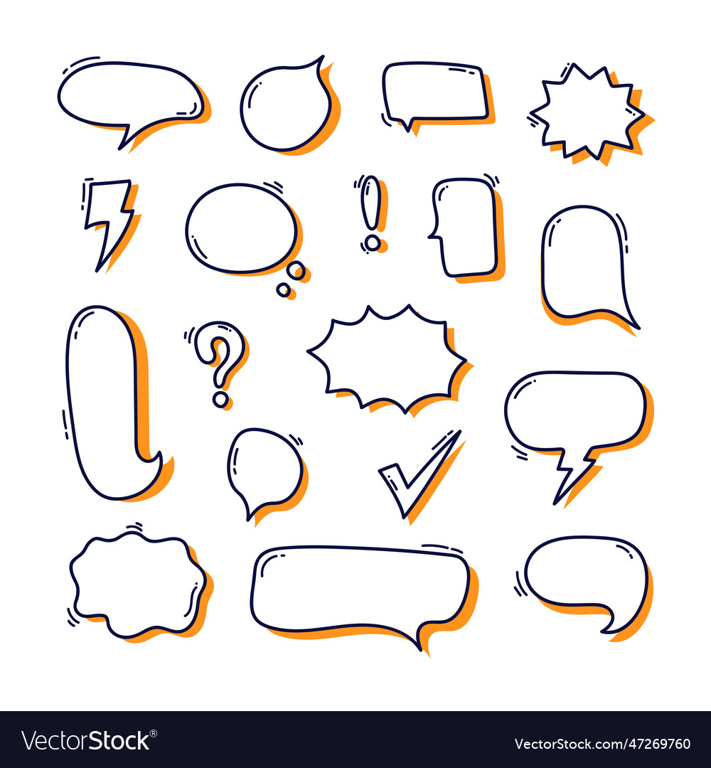 Hand drawn comic speech bubble design collection