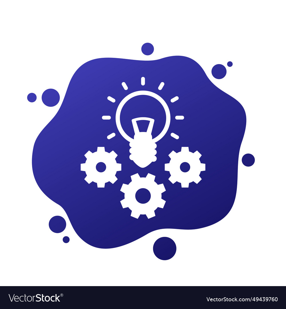 Idea execution icon with a light bulb