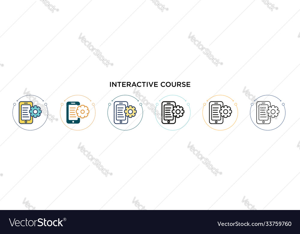 Interactive course icon in filled thin line vector image Interactive course icon in filled thin line