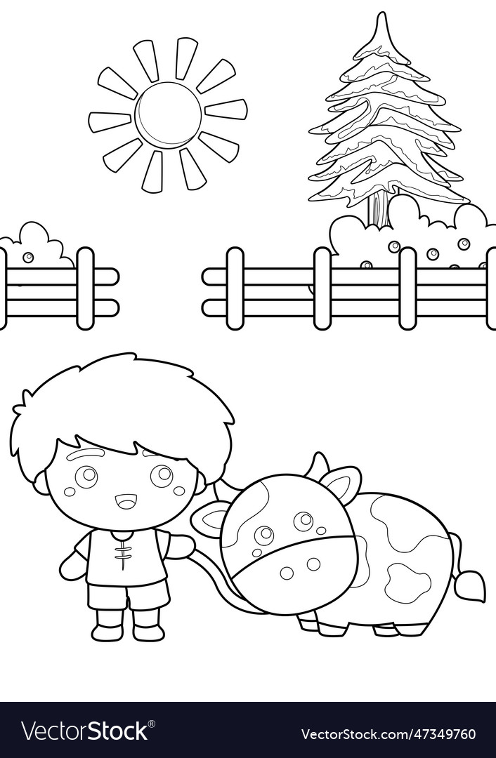 Jack and the beanstalk coloring pages Royalty Free Vector
