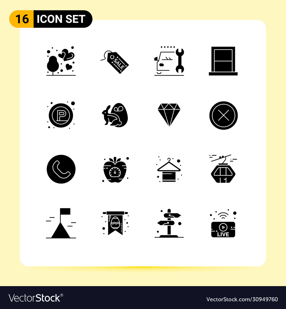 Pack 16 modern solid glyphs signs and symbols