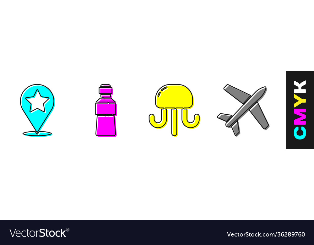 Set map pointer with star bottle water vector image Set map pointer with star bottle water