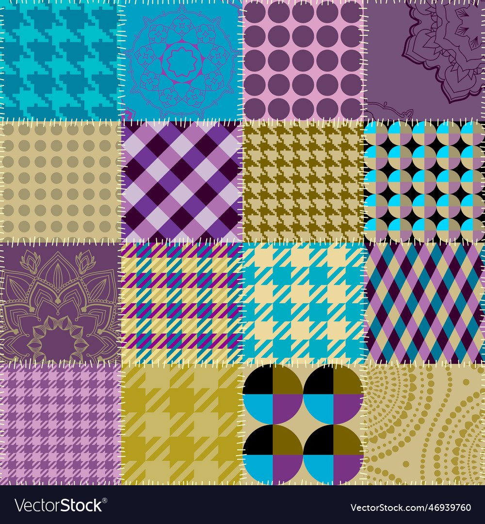 Textille patchwork pattern seamless image vector image Textille patchwork pattern seamless image