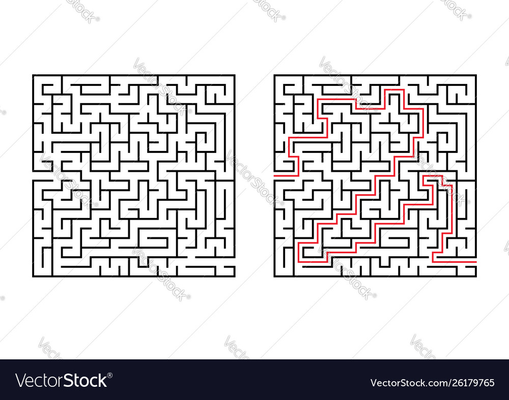 Abstract square maze simple flat isolated Vector Image