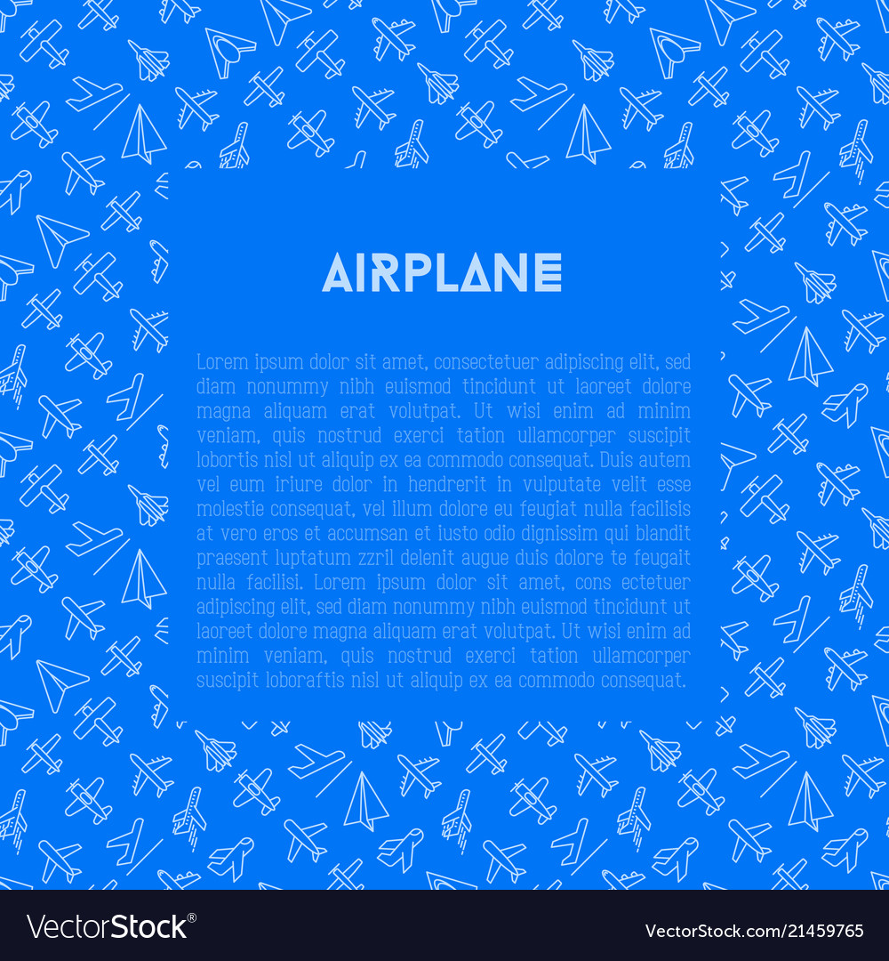 Airplane concept with thin line icons