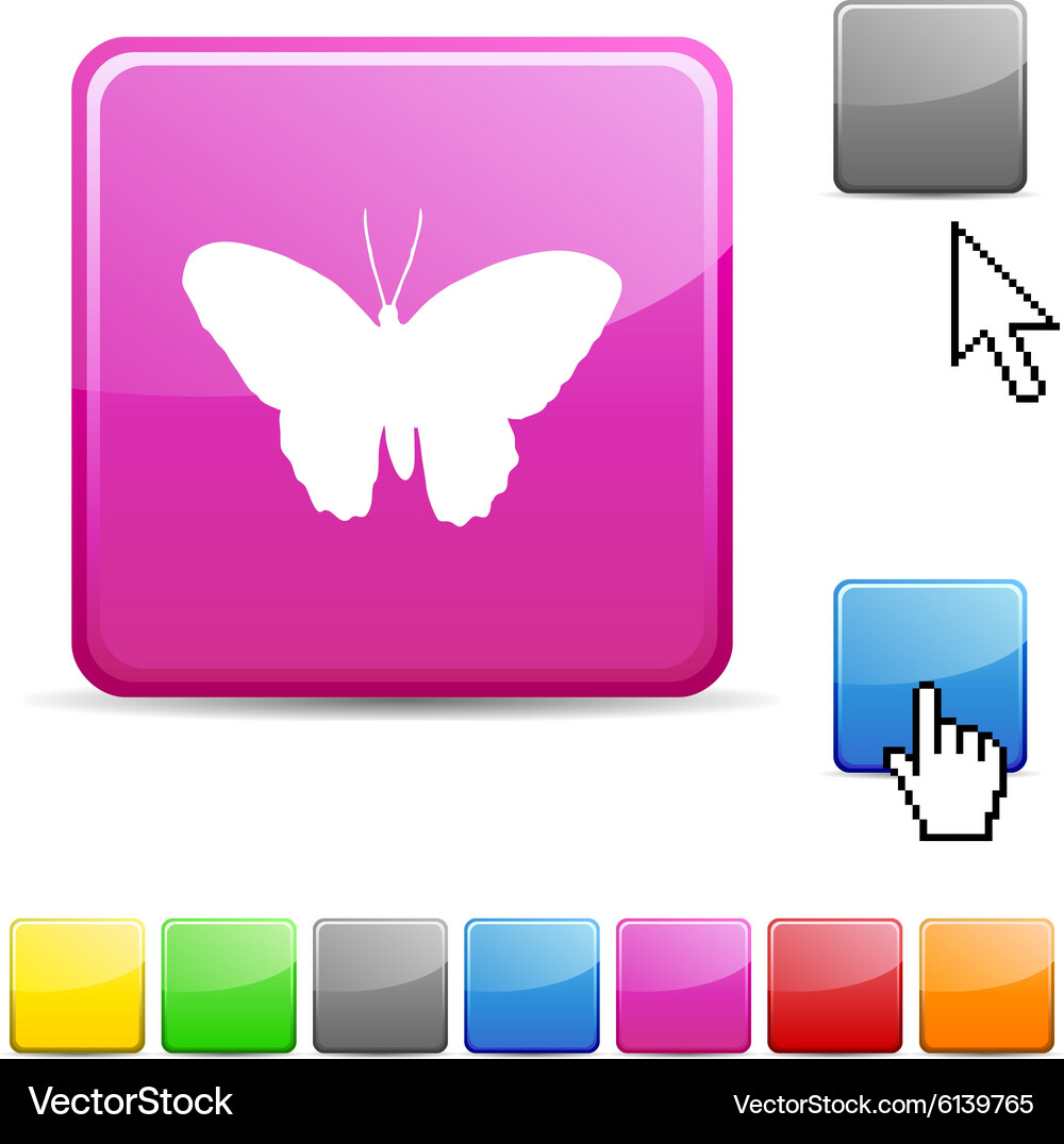 Butterfly glossy button Royalty Free Vector Image