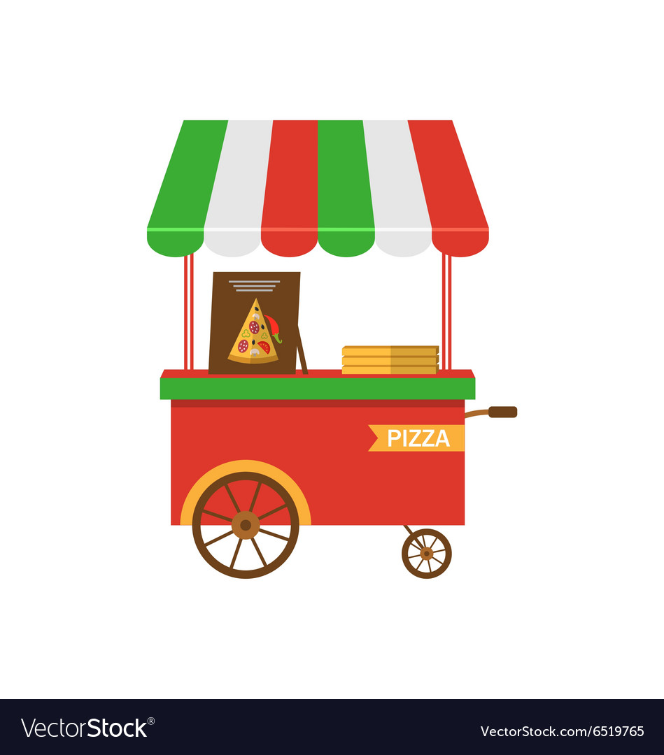 Cart of pizza isolated