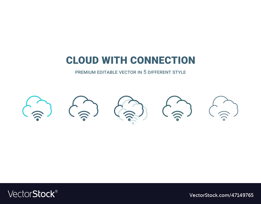 Cloud with connection icon in 5 different style vector image Cloud with connection icon in 5 different style