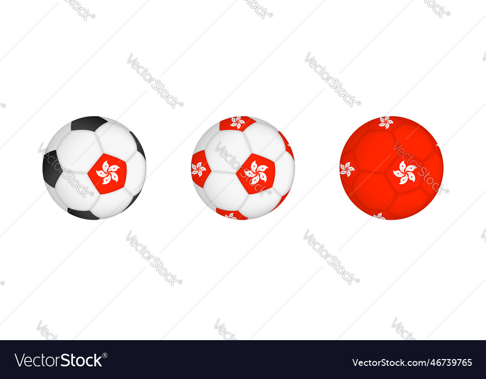 Collection football ball with the hong kong flag