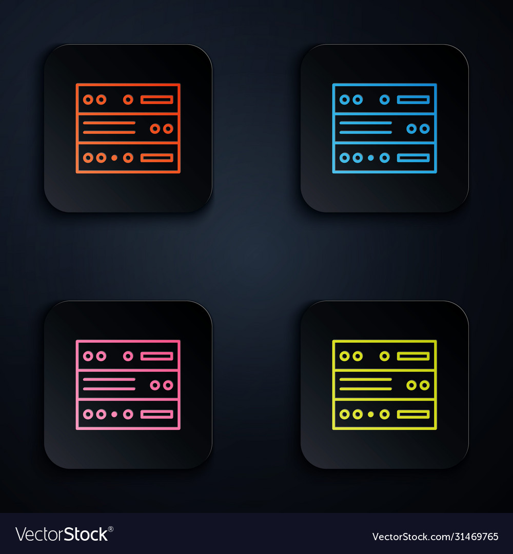 Color neon line server data web hosting icon vector image Color neon line server data web hosting icon