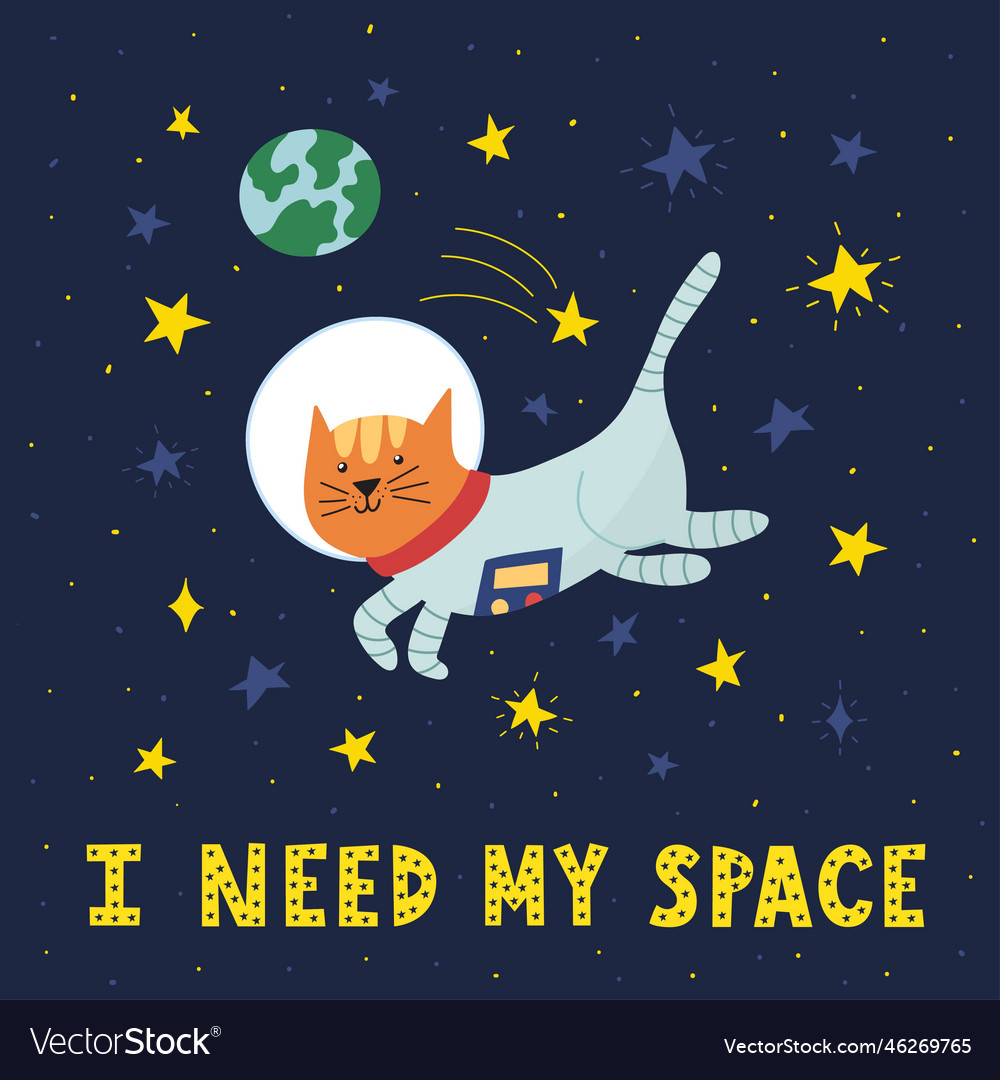 I need my space card with cute cat astronaut