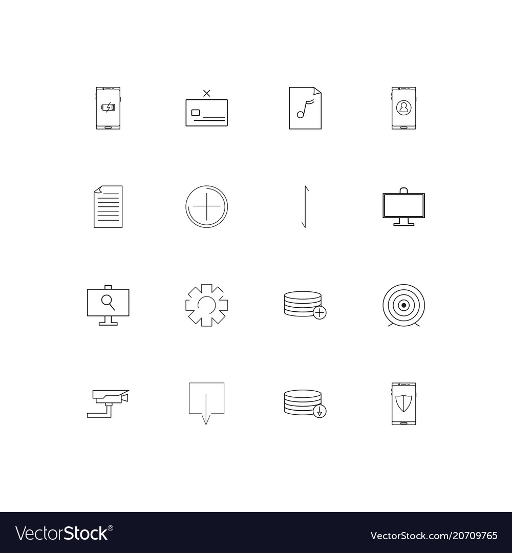 Internet technologies simple linear icons set