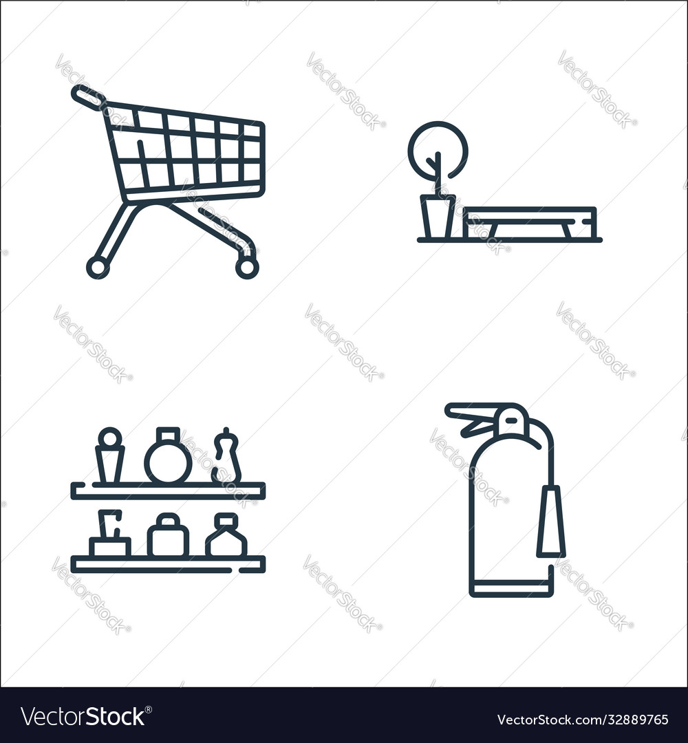 Mall line icons linear set quality