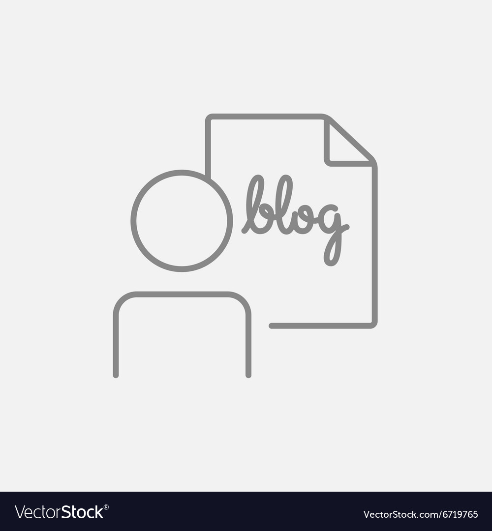 Man and sheet with word blog line icon