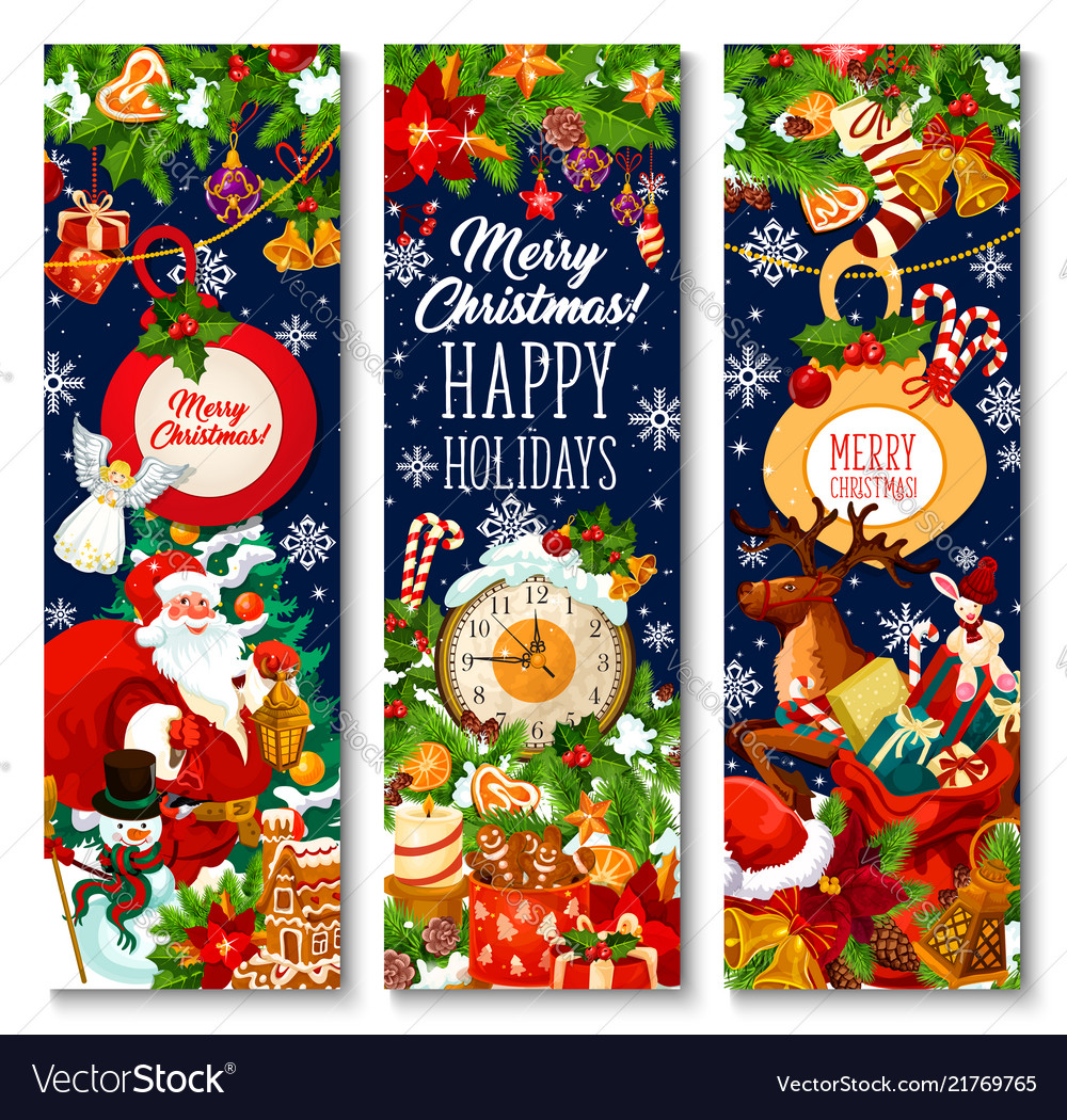 Merry christmas holiday greeting banners Vector Image