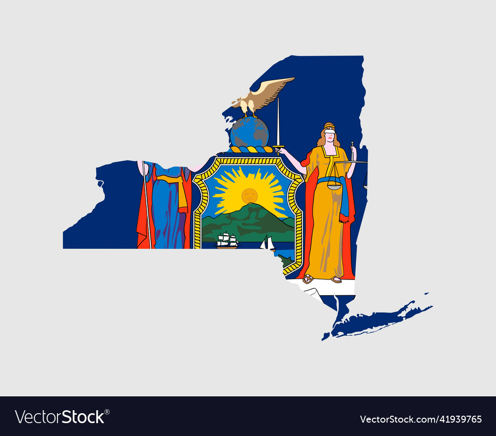 New york state map flag of ny usa banner