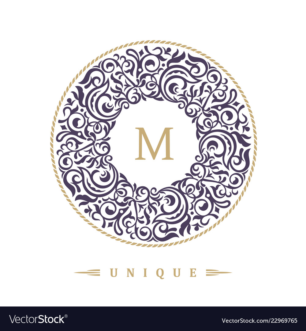 Round calligraphic emblem eastern symbol Vector Image