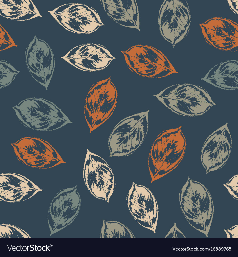 Seamless pattern with leaves on dark background