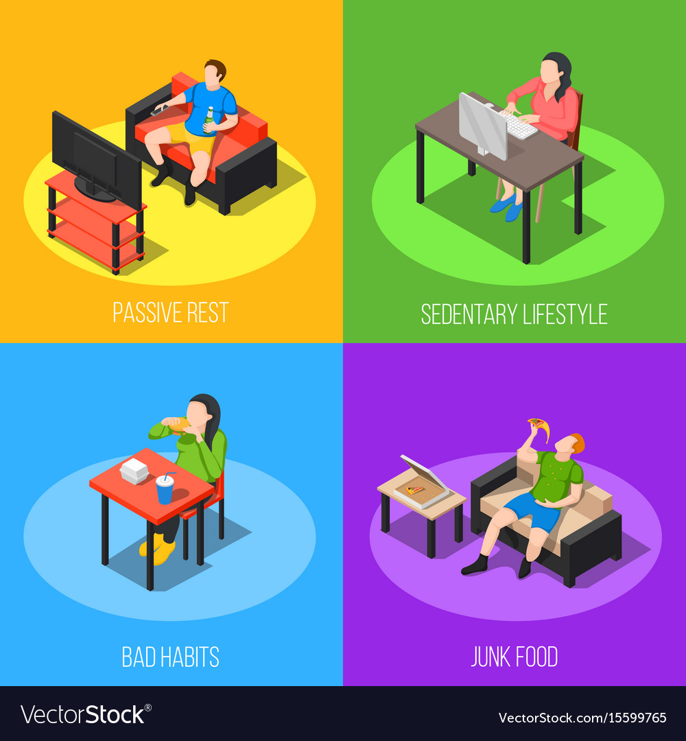 Sedentary lifestyle design concept Royalty Free Vector Image