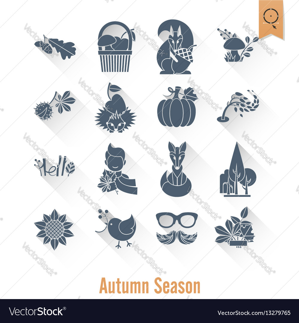 Set of flat autumn icons