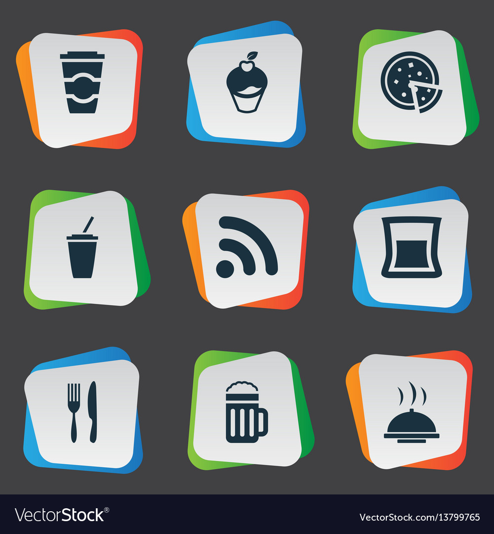 Set of simple cafe icons Vector Image Set of simple cafe icons