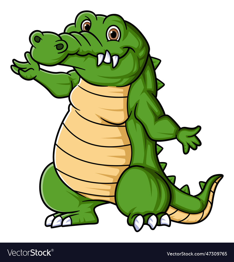 Strong crocodile cartoon posing mascot character Vector Image