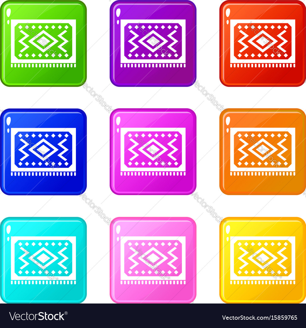 Turkish Carpet Icons 9 Set Vector Image Turkish Carpet Icons 9 Set Vector Image
