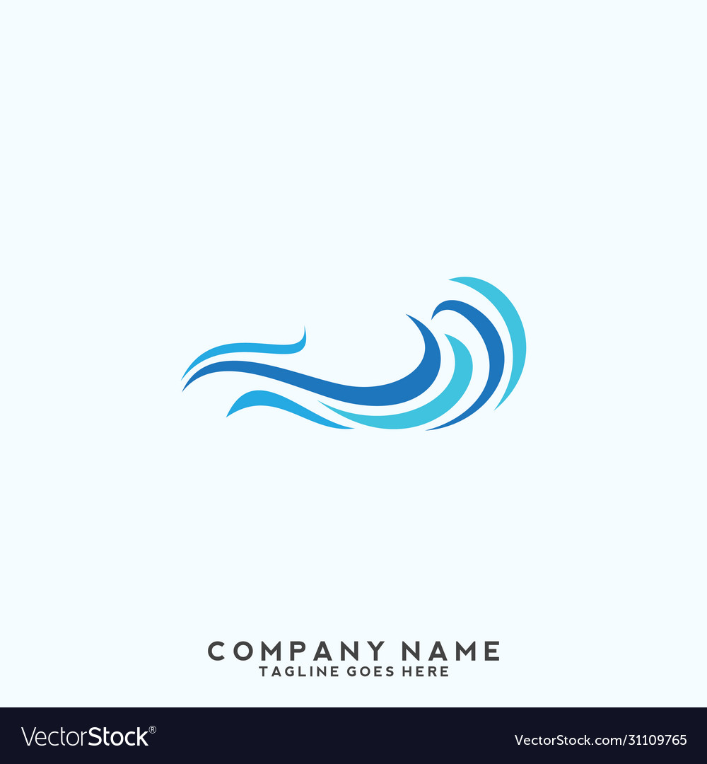 Water wave symbol and icon logo template Vector Image