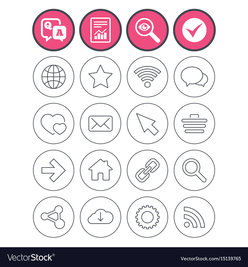 Web & Network Icons: Check, Star & Question