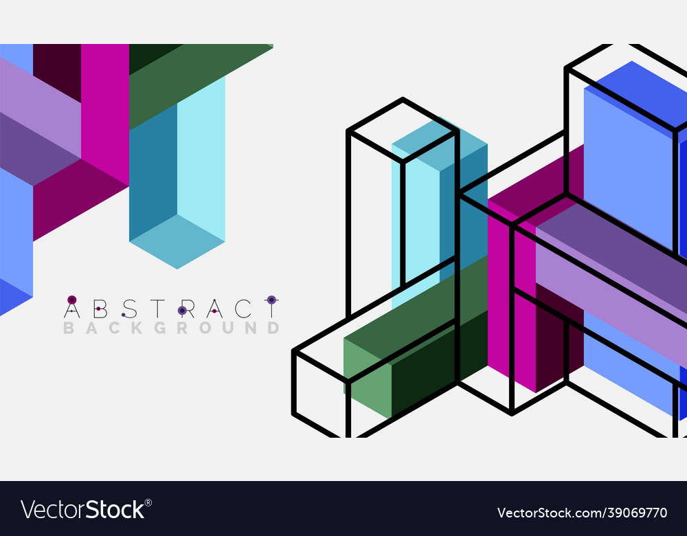 Abstract background 3d cubes cubic elements vector image Abstract background 3d cubes cubic elements