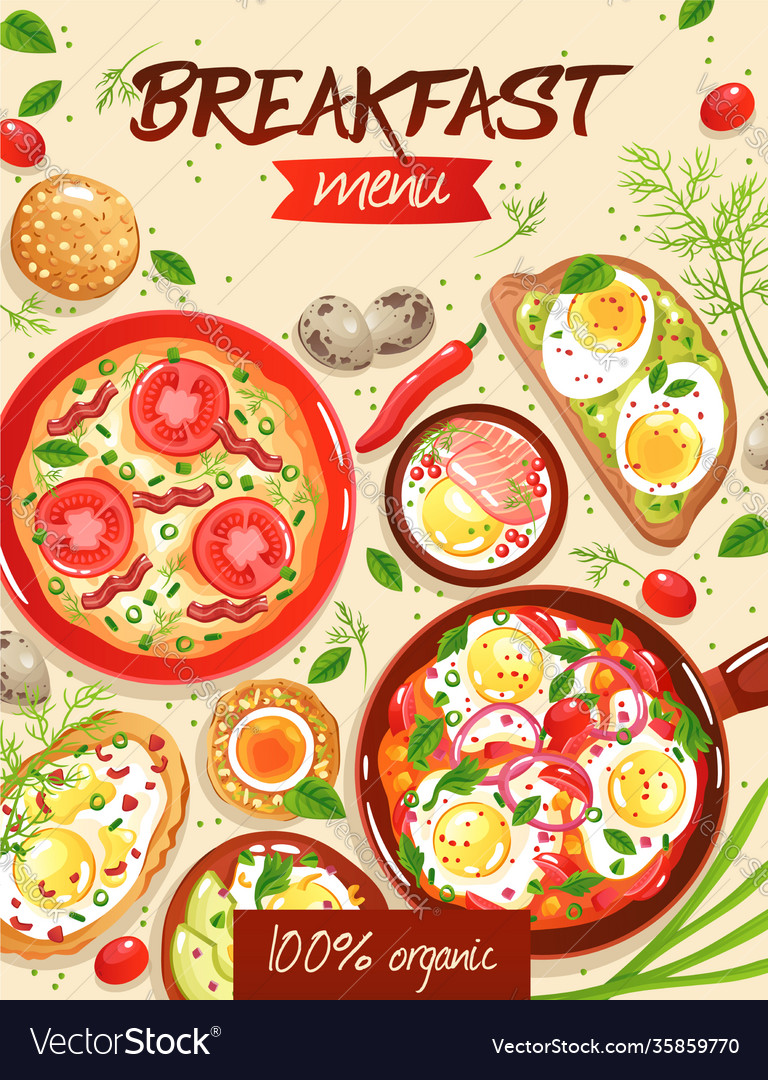 Breakfast menu template vector image Breakfast menu template