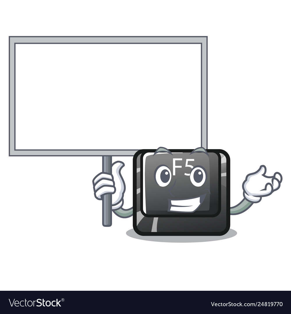 Bring board button f5 isolated with character Vector Image Bring board button f5 isolated with character