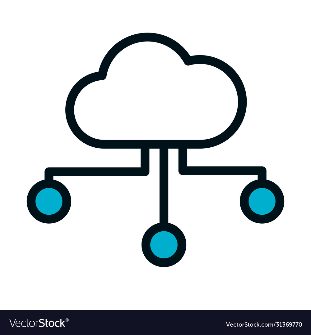 Cloud database hosting icon half color line