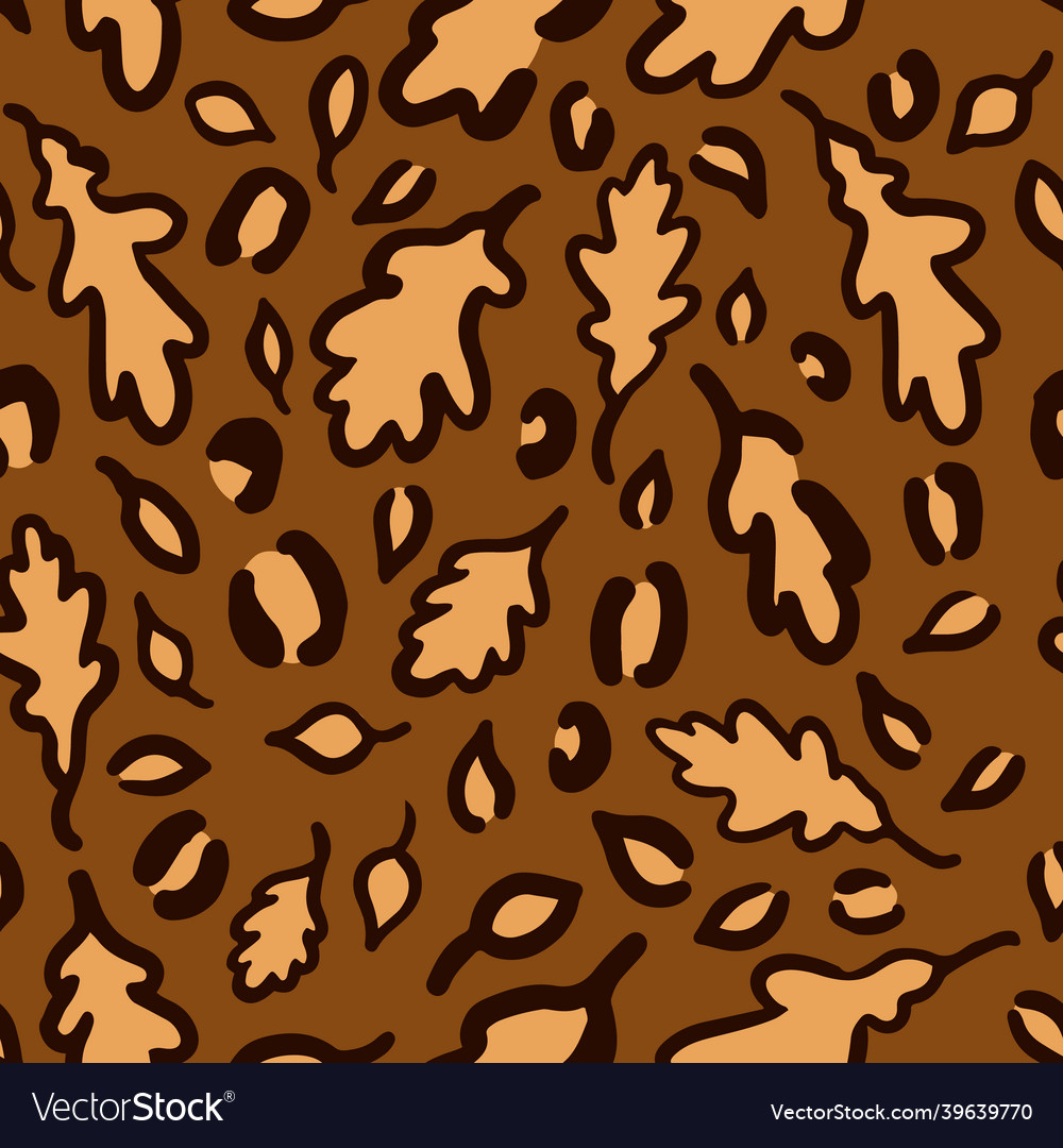 Fall leopard or jaguar seamless pattern made