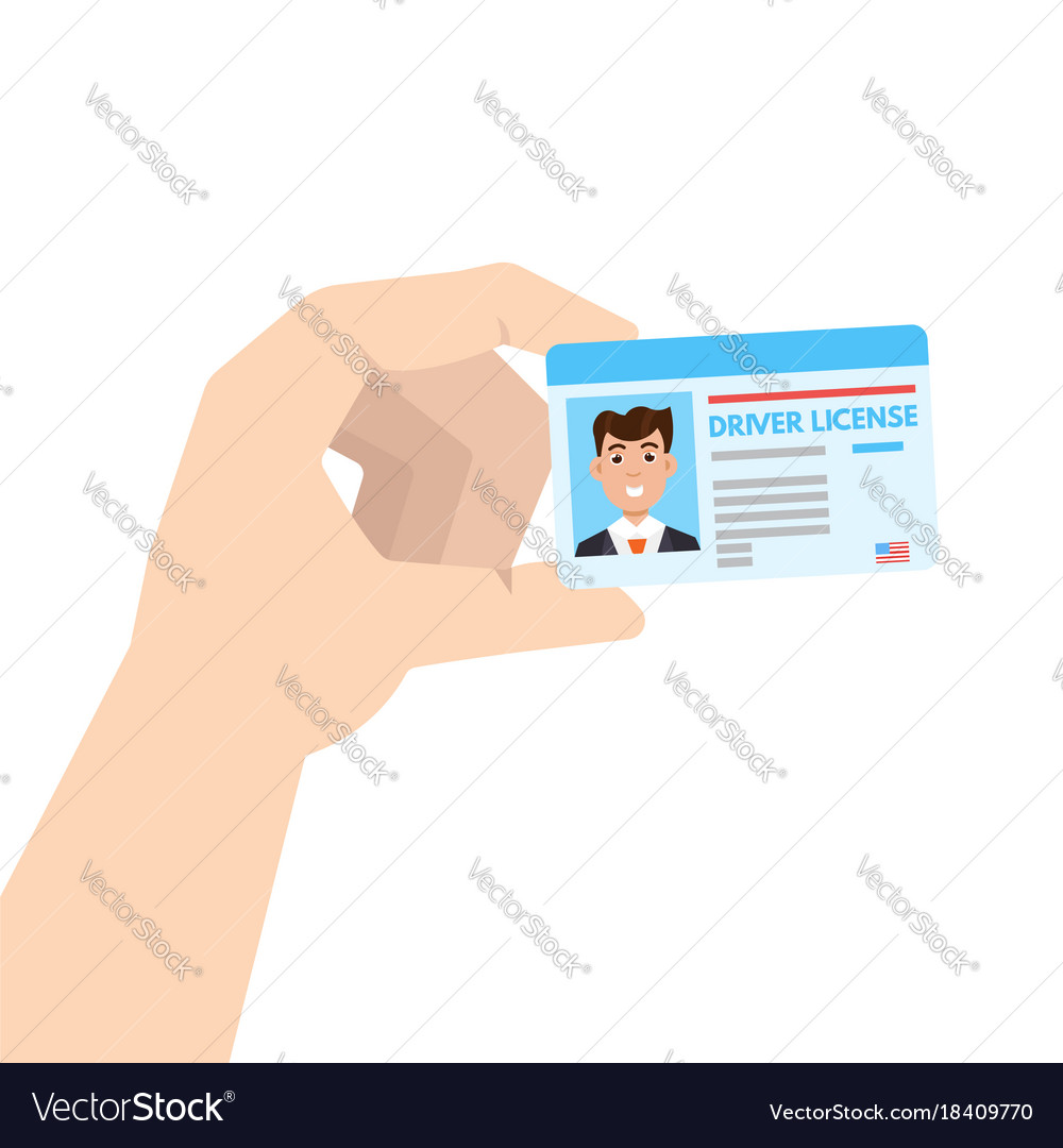 Hand holding car driver license or id cadr