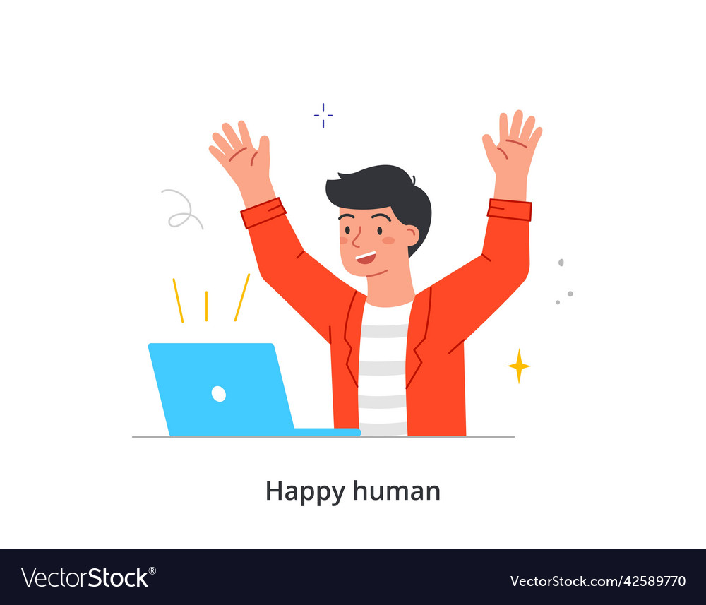 Happy lucky person concept Royalty Free Vector Image